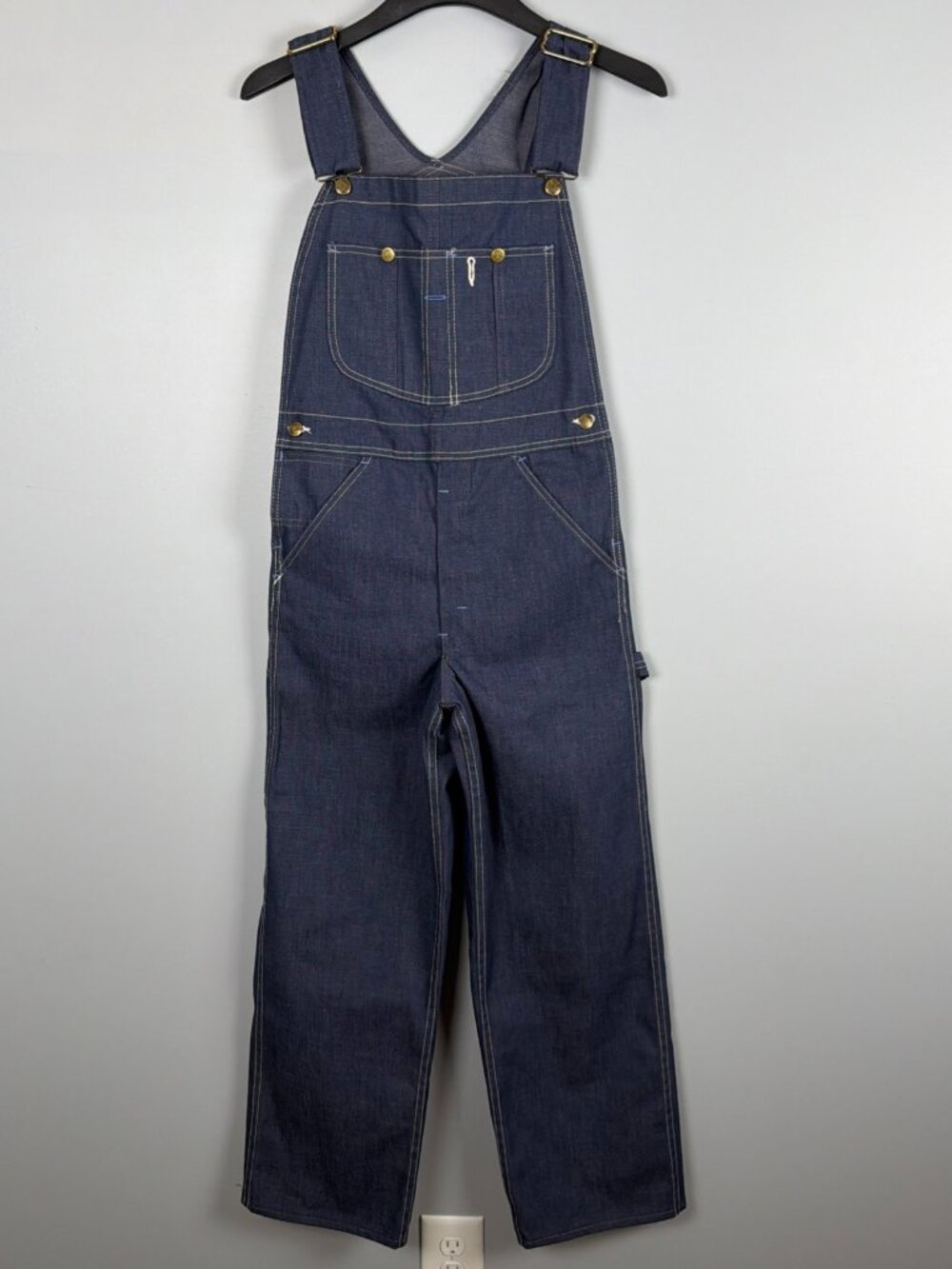 Vintage Sears Roebuck Bib Overalls Mens S Blue Dark Wash Denim Utility NWOT